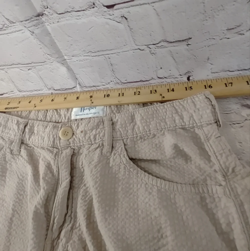 Raleigh Denim Mens Martin Cotton Jeans 32 Cream Beige Seer Sucker Pants